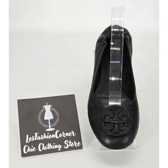 Tory Burch Women's Black Leather Ballet Flat Minnie Travel Flats Size 8 - Picture 9 of 14